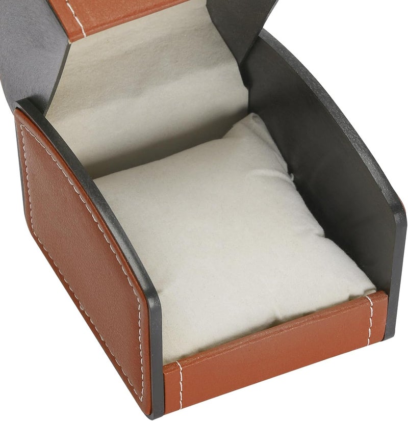 BAOPEND Luxury Single Watch Gift Box with Removable Pillow, PU Leather Single Watch Case Wristwatch Jewelry Storage Display Holder Cases for Men and Women (Brown) - Image 4